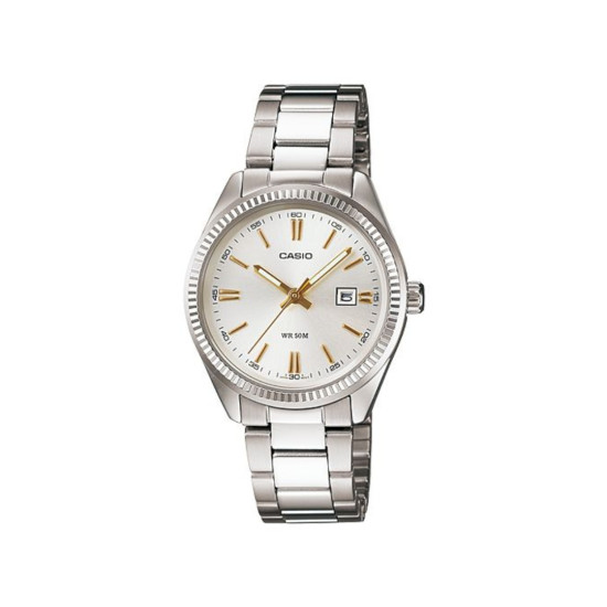 CasioLTP-1302D-7A2 ženski sat Analog Date Silver Stainless Steel Heritage Fluted Bezel Sunray White Dial 30mm Bestseller