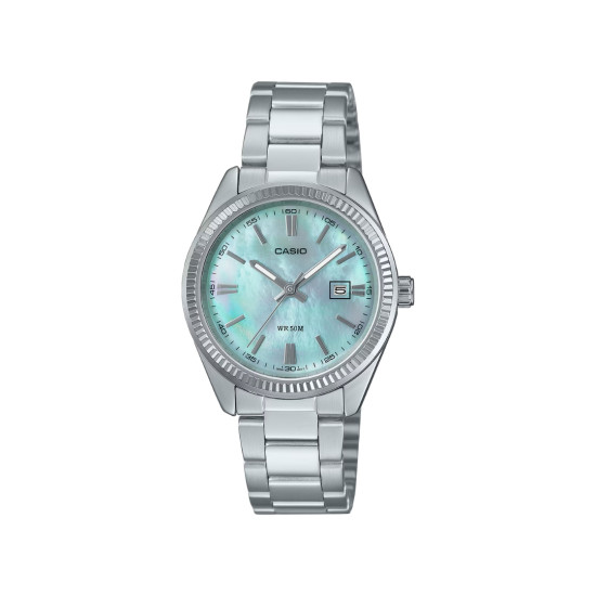 Casio LTP-1302DS-2A ženski sat Sky Blue Mother of Pearl Dial Heritage Fluted Bezel