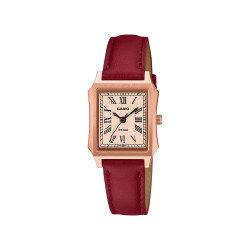 Casio LTP-B190RGL-4B ženski sat Vintage Tank Rose Gold Roman Numerals Burgundy kožni kaiš Nude Peach Dial 23mm Bestseller
