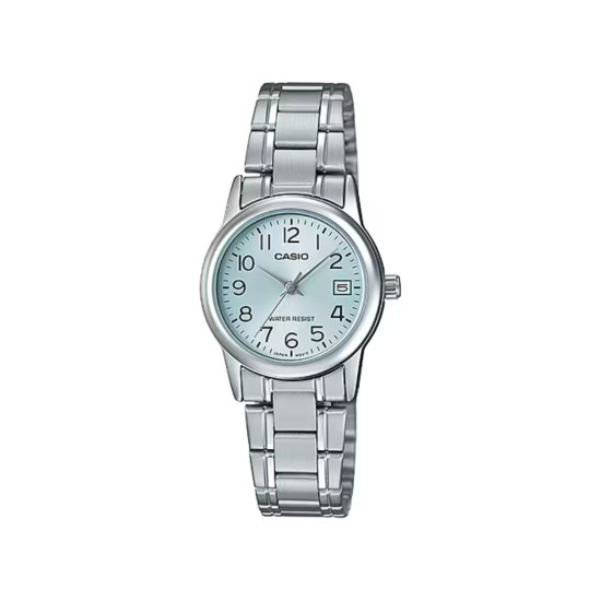 Casio LTP-V002D-2B ženski sat Light Blue Mini Roman Numerals pregledan brojčanik