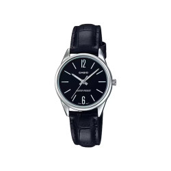 Casio LTP-V005L-1B ženski sat Analogni kožni kaiš Black Classic Black Dial 28mm