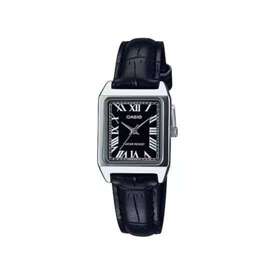Casio LTP-V007L-1B ženski sat pravougaono kućište kožni kaiš Black Roman