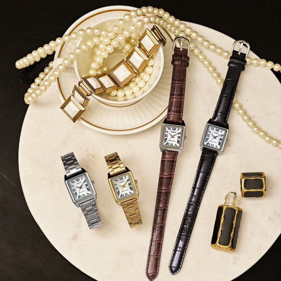 Casio LTP-V007L-7B1 ženski sat pravougaono kućište kožni kaiš Roman