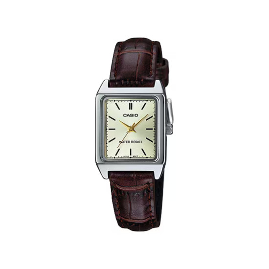 Casio LTP-V007L-9E ženski sat pravougaono kućište kožni kaiš Brown Classic