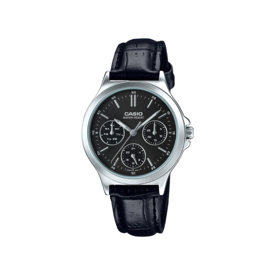 Casio LTP-V300L-1A ženski sat analogni Day Date kožni kaiš Black