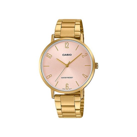 Casio LTP-VT01G-4B ženski sat Minimalist Classic Gold ton Peach Dial