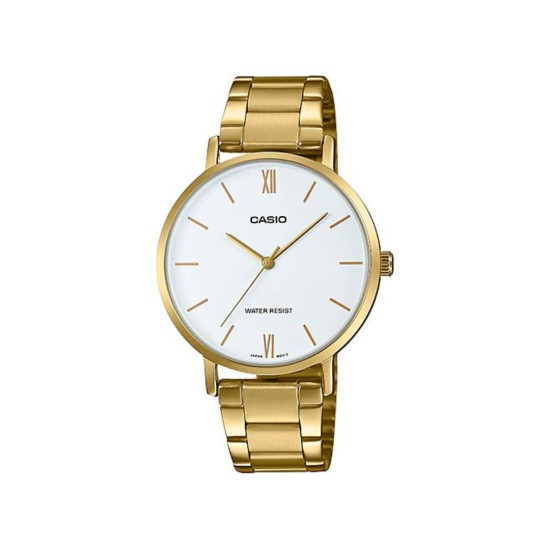 Casio LTP-VT01G-7B ženski sat Minimalist Classic Gold Ton White Dial
