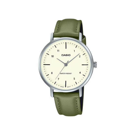 Casio LTP-VT03L-3B ženski sat Concave kožni kaiš Olive Green