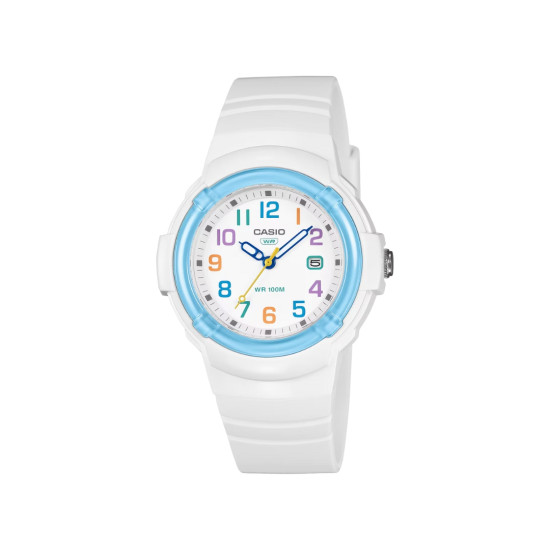 Casio LX-800H-7A2 ženski tinejdž sat Colorful and Cute White Arabic Numerals 10ATM silikonski kaiš Light Blue Detail 34mm