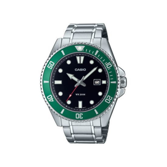 Casio MDV-107D-3A muški sat Full Metal 20ATM Black Dial Green detail