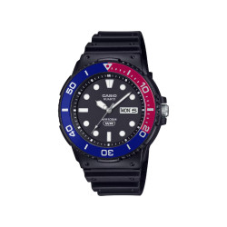 Casio MRW-230H-1E2 muški tinejdž sat Sport Black silikon 10ATM Blue Red Detail 44mm