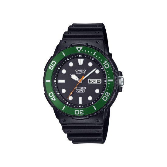 Casio MRW-230H-1E3 muški tinejdž sat Adventure Full Black Silicone Green Detail 44mm 10ATM