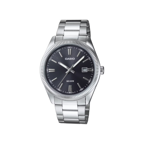 Casio MTP-1302D-1A1 unisex Heritage Grande Fluted Bezel Graphite Dial
