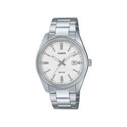 Casio MTP-1302DA-7A unisex Heritage Grande Fluted Bezel White Sendblasted Dial
