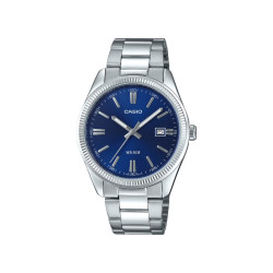 Casio MTP-1302PD-2A UNISEX HERITAGE GRANDE FLUTED BEZEL NAVY BLUE SENDBLASTED DIAL