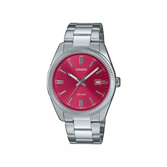 Casio MTP-1302PD-4A unisex Heritage Grande Fluted Bezel Red Dial