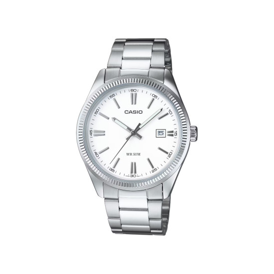 Casio MTP-1302PD-7A1 unisex Heritage Grande Fluted Bezel White Dial