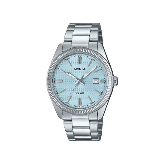 Casio MTP-1302PE-2A unisex Heritage Grande Fluted Bezel Sky Blue Dial