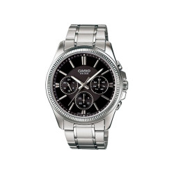 Casio MTP-1375D-1A muški sat Classic Day Date Fluted Bezel Black Dial