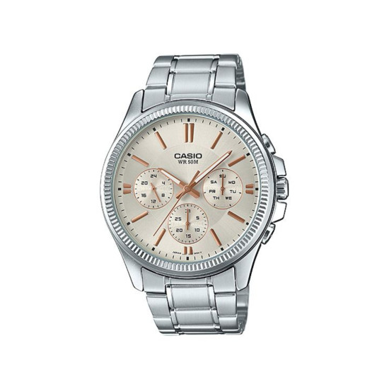Casio MTP-1375D-7A2 muški sat Classic Day Date Fluted Bezel Champagne Dial
