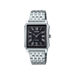 Casio MTP-B190D-1B muški sat Classic Roman Numerals Silver Tone pravougaoni Black Dial 31mm Old Money Style