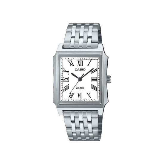 Casio MTP-B190D-7B muški sat Vintage Gentleman Style Silver Tone Pravougaono kućište 31mm Old Money Style