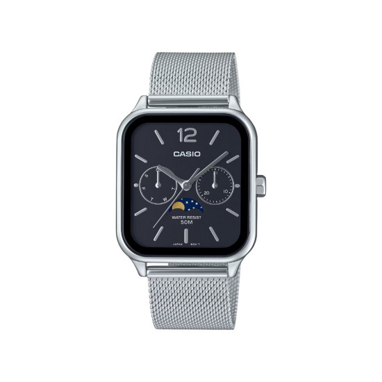 Casio MTP-M305M-1A Unisex Moon Phase Mesh Kaiš Black Dial