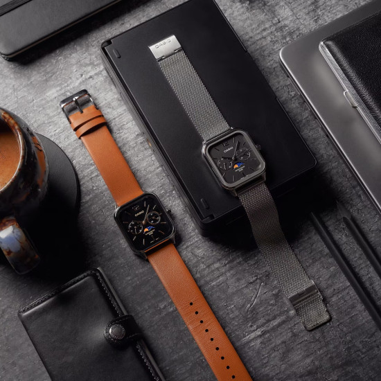 Casio MTP-M305M-1A Unisex Moon Phase Mesh Kaiš Black Dial