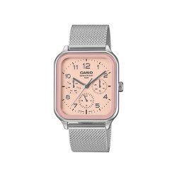 Casio MTP-M306M-4A unisex Retro pravougaoni Day Date Stainless Steel Mesh Band Nude Peach Dial 34mm