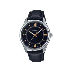 Casio MTP-V005L-1B5 muški sat Basic Black Kožni kaiš Black Dial Rose Gold detail