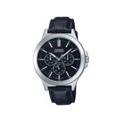 Casio MTP-V300L-1A muški sat Multifunkcionalni Elegantni Black Kožni kaiš Black Dial