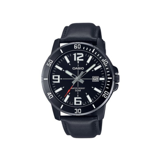 Casio MTP-VD01BL-1B unisex Bold Grande Black Kožni kaiš Arabic Numerals