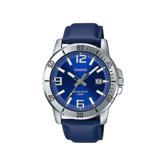 Casio MTP-VD01L-2B unisex Bold Grande Marine Blue Kožni kaiš Arabic Numerals