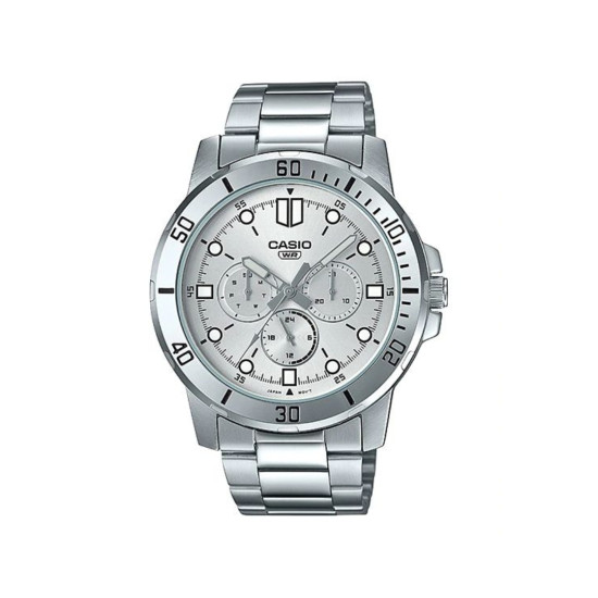 Casio MTP-VD300D-7E unisex Day Date Bold Grande White Dial Dot Indices