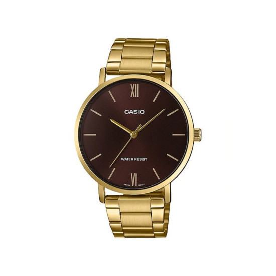 Casio MTP-VT01G-5B unisex Minimalist Grande Gold Tone Cafe Dial