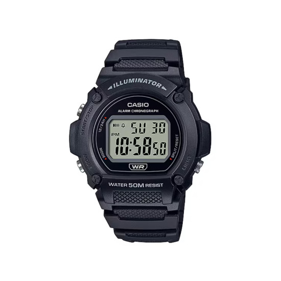 Casio W-219H-1A muški tinejdž sat Sport Digital All Black 47mm