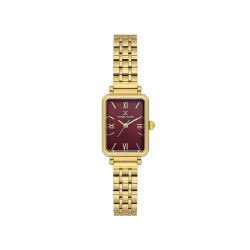 DANIEL KLEIN DK13934-11 ženski sat Vintage Elegance Gold Tone pravougaono kućište Burgundy Sunray Dial 20mm