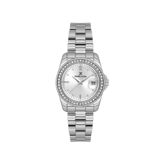 DANIEL KLEIN DK14134-1 ženski sat Everyday Luxe Time Silver Tone Stainless Steel Small Cubic Zirconia Sunray White Dial 30mm