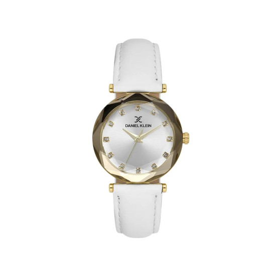 DANIEL KLEIN DK14188-2 ženski sat White Elegance Gold Tone Sunray Faceted Glass 32mm