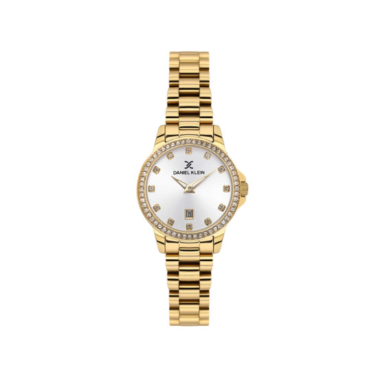 DANIEL KLEIN DK14316-2 ženski sat Crystal Date Gold Tone Sunray White Dial 30mm