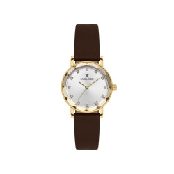 DANIEL KLEIN DK14317-2 ženski sat Timeless Classic Gold Tone Brown kožni kaiš White Sunray Dial 28mm