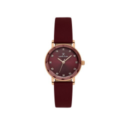 DANIEL KLEIN DK14317-6 ženski sat Timeless Classic Rose Gold Tone Bordo kožni kaiš  Sunray Burgundy Dial 28mm