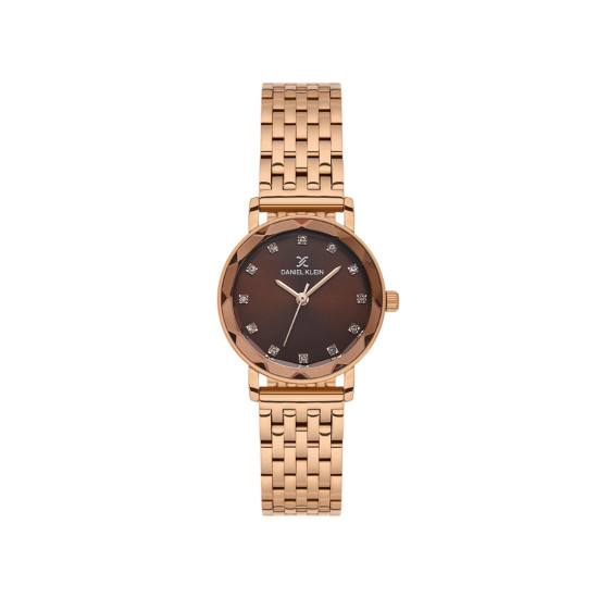 DANIEL KLEIN DK14318-6 ženski sat Timeless Classic Rose Gold Tone Sunray Caffe Brown Dial 28mm