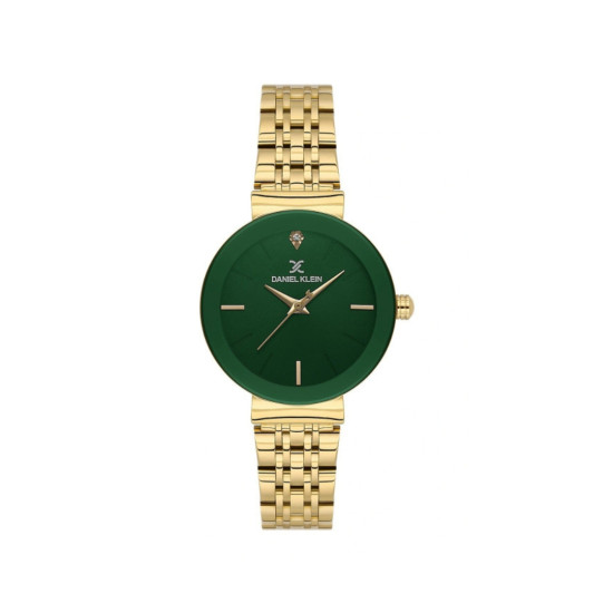 DANIEL KLEIN DK14330-7 ženski sat Lady Minimalist Elegance Gold Tone Sunray Emerald Green Dial 30mm