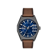 Diesel DZ2189 muški sat Scraper Gun Metal Deep Blue Dial Brown kožni kaiš 43mm