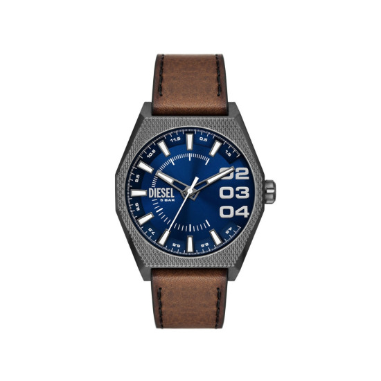 Diesel DZ2189 muški sat Scraper Gun Metal Deep Blue Dial Brown kožni kaiš 43mm