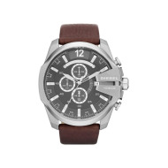 Diesel DZ4290 muški sat Mega Chief Chronograph XL Brown kožni kaiš Gray Dial 51mm