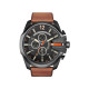 Diesel DZ4343 muški sat Mega Chief Chronograph XL kožni kaiš Brown Black Stainless Steel Orange Detail 51mm