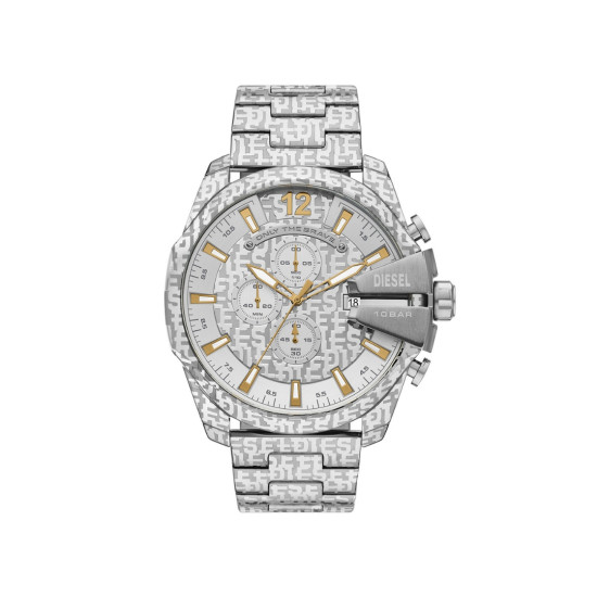 Diesel DZ4636 muški sat Mega Chief Chronograph XL Silver Tone Logo pattern 51mm