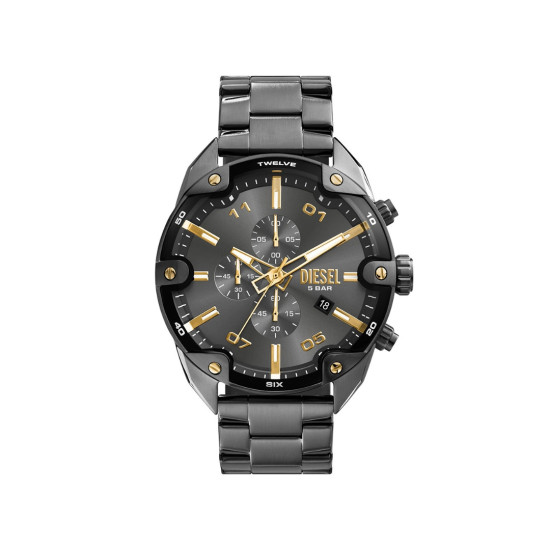 Diesel DZ4669 muški sat Spiked Chronograph Full Gun Metal Gray Sunray Dial Gold Tone Detail 49mm